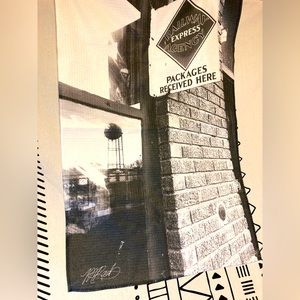 Original Fine Art Printed Tea Kitchen Towel, Railway Railroad Trains Water tower